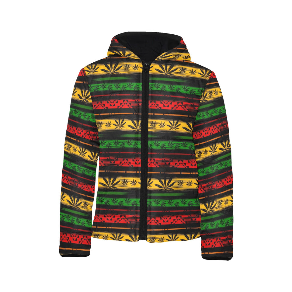 Canabis Marijuana Weed Pattern Print Design 04 Kids' Boys' Girls' Padded Hooded Jacket