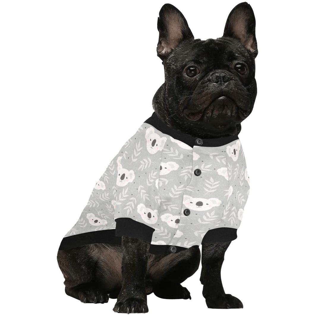 Cute koala leaves pattern All Over Print Pet Dog Round Neck Fuzzy Shirt