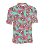 Beagle muzzles turquoise paint splashes pink patte Men's All Over Print Polo Shirt