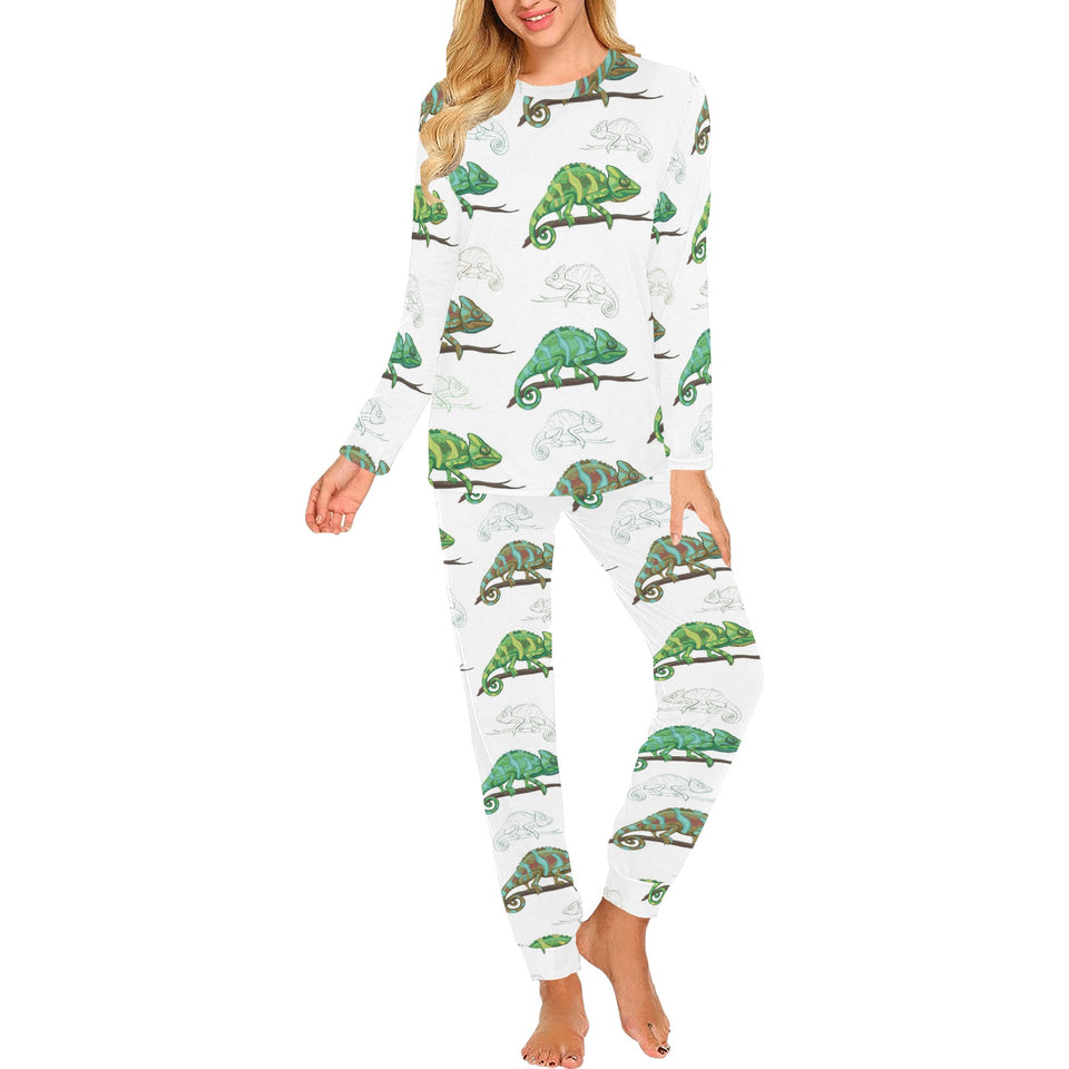Chameleon lizard pattern Women's All Over Print Pajama Set