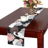 white swan blooming flower pattern Table Runner