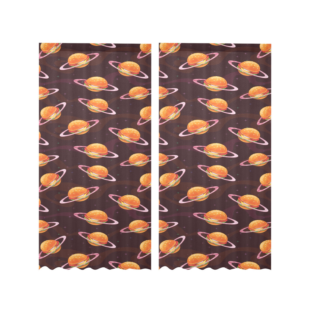 Hamburger Pattern Print Design 05 Gauze Curtain