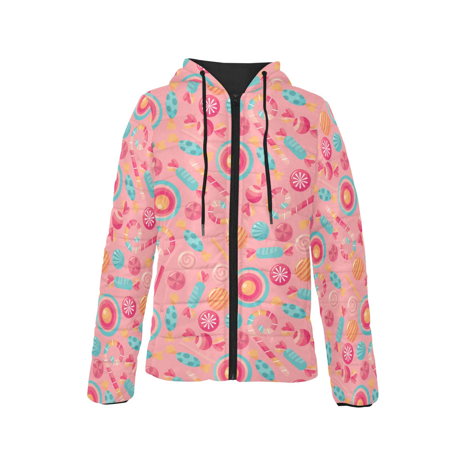 Colorful candy pattern Women's Padded Hooded Jacket