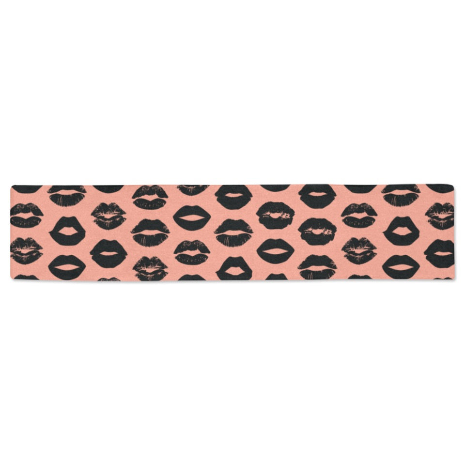 Lips Pattern Print Design 02 Table Runner
