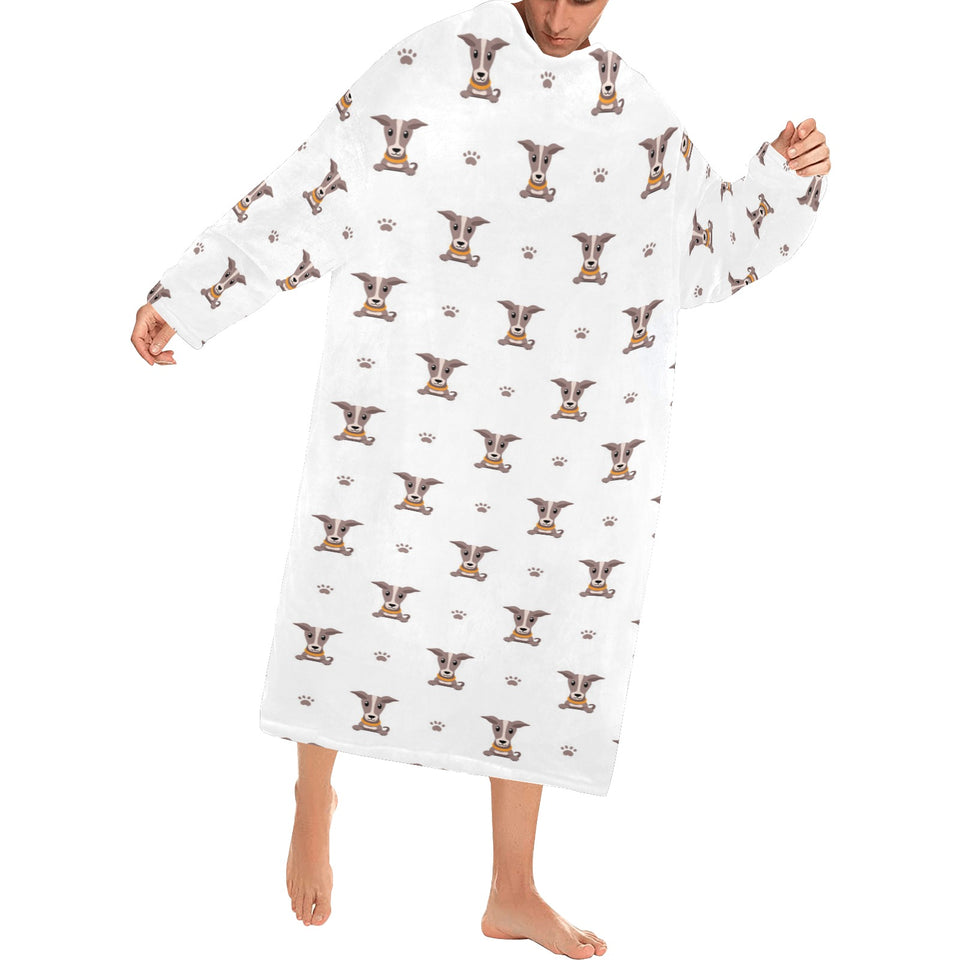 Greyhound Pattern Print Design 05 Blanket Robe with Sleeves