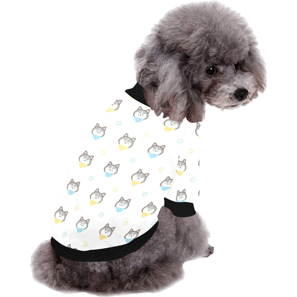Cute Siberian Husky pattern All Over Print Pet Dog Round Neck Fuzzy Shirt