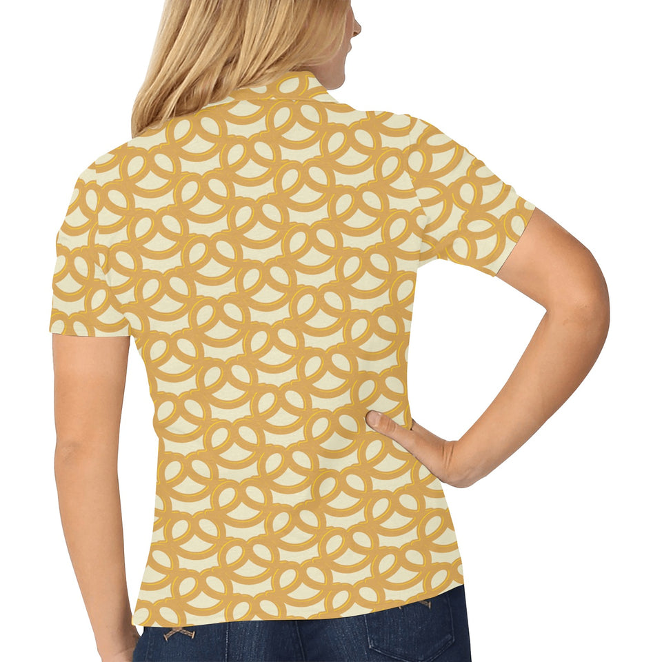 Pretzels Pattern Print Design 01 Women's All Over Print Polo Shirt