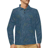 Swordfish Pattern Print Design 02 Men's Long Sleeve Polo Shirt