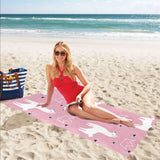 Llama Alpaca pink background Beach Towel