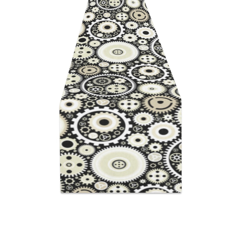 Gear Pattern Print Design 02 Table Runner