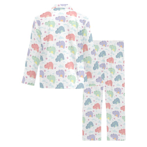 Hippopotamus Pattern Print Design 03 Men's Long Pajama Set