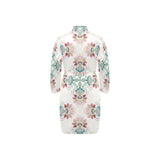 Square floral indian flower pattern Men's Long Sleeve Belted Night Robe