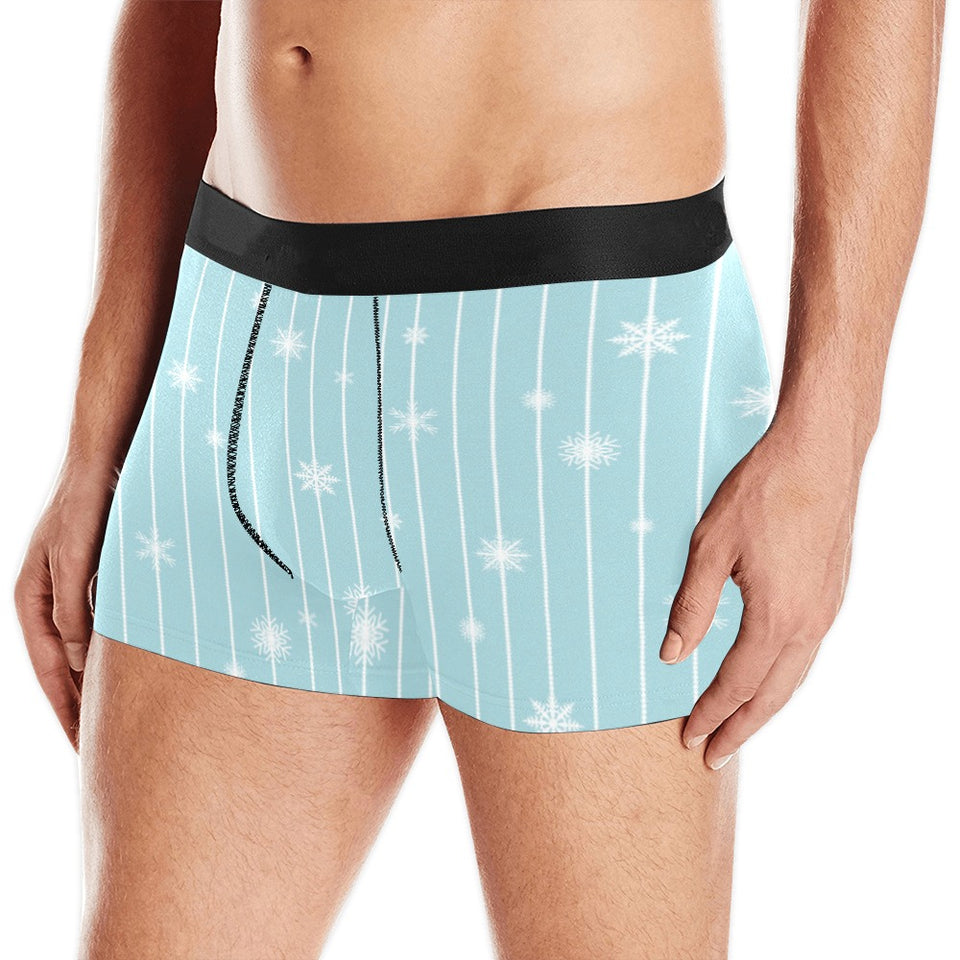 Snowflake pattern blue stripe background Men's All Over Print Boxer Briefs Men's Underwear