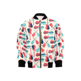 Red Blue guitar pattern Kids' Boys' Girls' Bomber Jacket