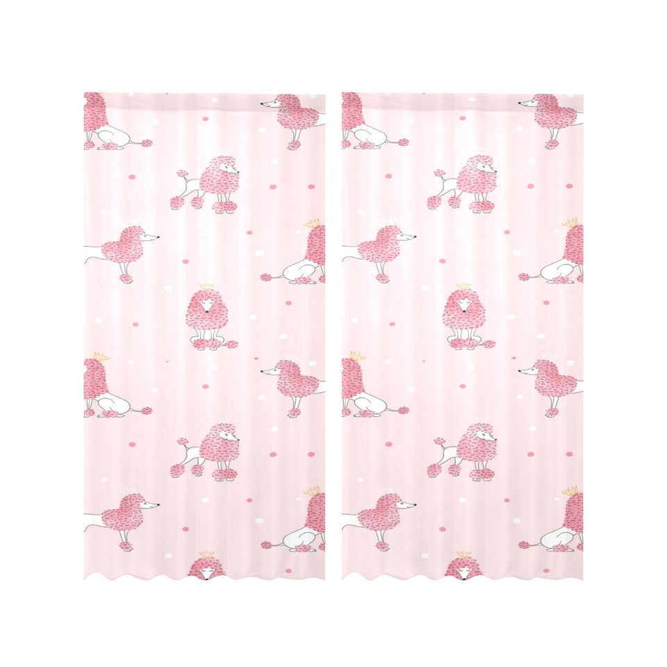 Poodle dog pink color theme Gauze Curtain