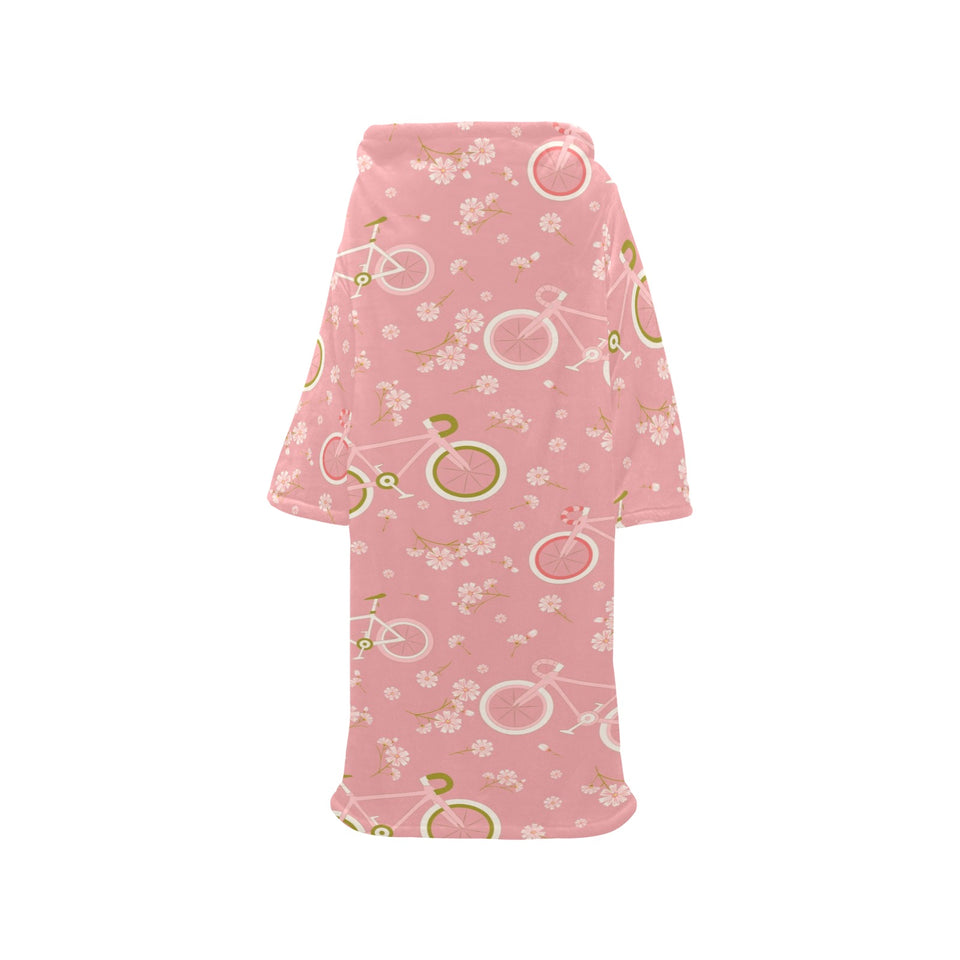 Bicycle Pattern Print Design 02 Blanket Robe with Sleeves