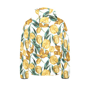 yellow tulips pattern Kids' Boys' Girls' Padded Hooded Jacket