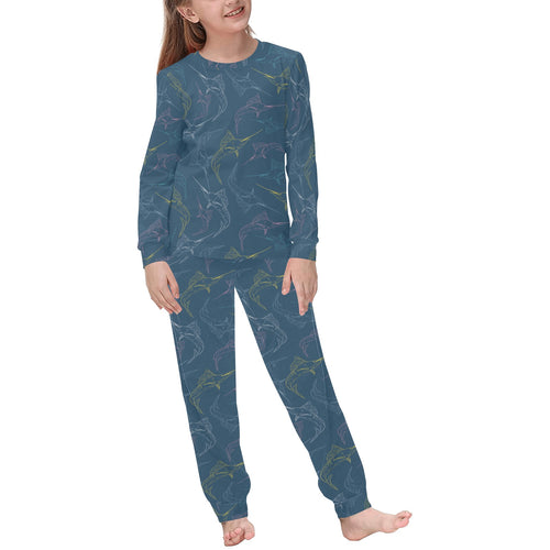 Swordfish Pattern Print Design 02 Kids' Boys' Girls' All Over Print Pajama Set