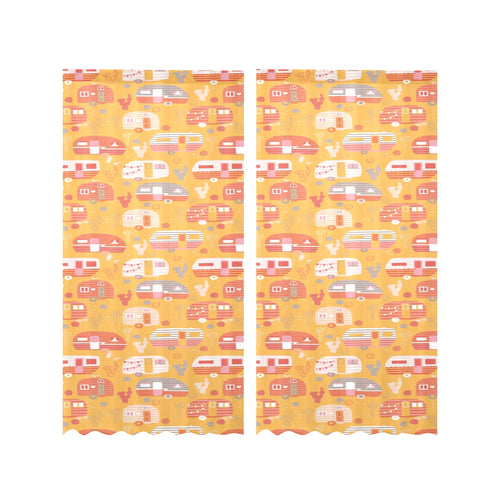 Camper Van Pattern Print Design 04 Gauze Curtain