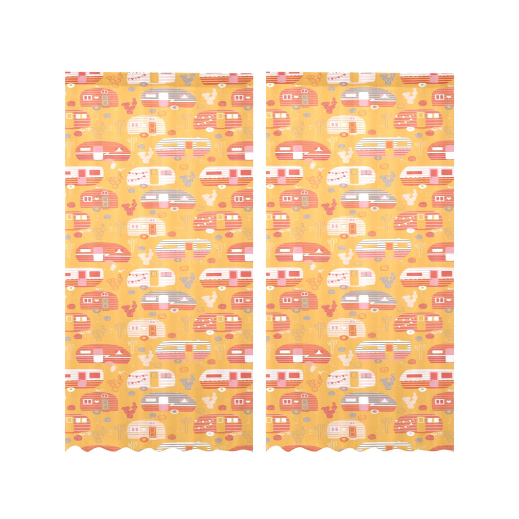 Camper Van Pattern Print Design 04 Gauze Curtain