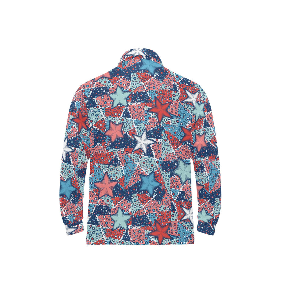 Hand drawn colorful starfish Men's Long Sleeve Polo Shirt