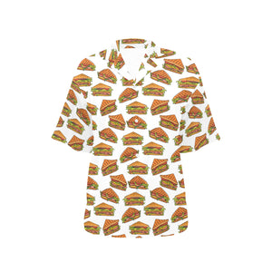 Sandwich Pattern Print Design 02 Women's All Over Print Hawaiian Shirt