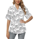 Cute french bulldog head pattern Women's All Over Print Hawaiian Shirt