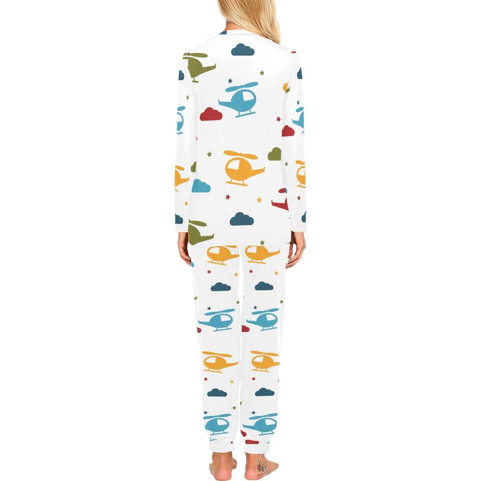 Colorful helicopter pattern Women's All Over Print Pajama Set