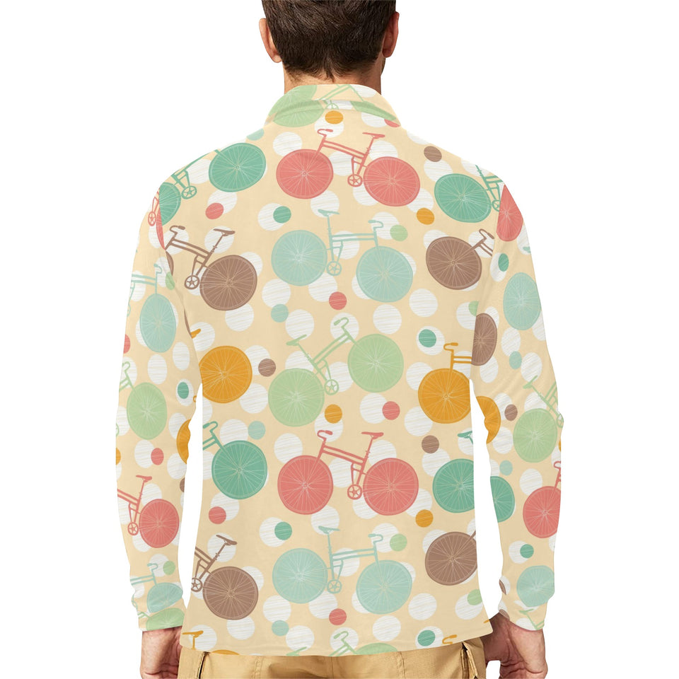 Bicycle Pattern Print Design 01 Men's Long Sleeve Polo Shirt