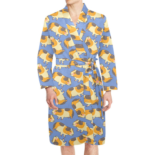 Guinea Pig Pattern Print Design 02 Men's Long Sleeve Belted Night Robe