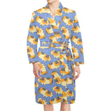 Guinea Pig Pattern Print Design 02 Men's Long Sleeve Belted Night Robe