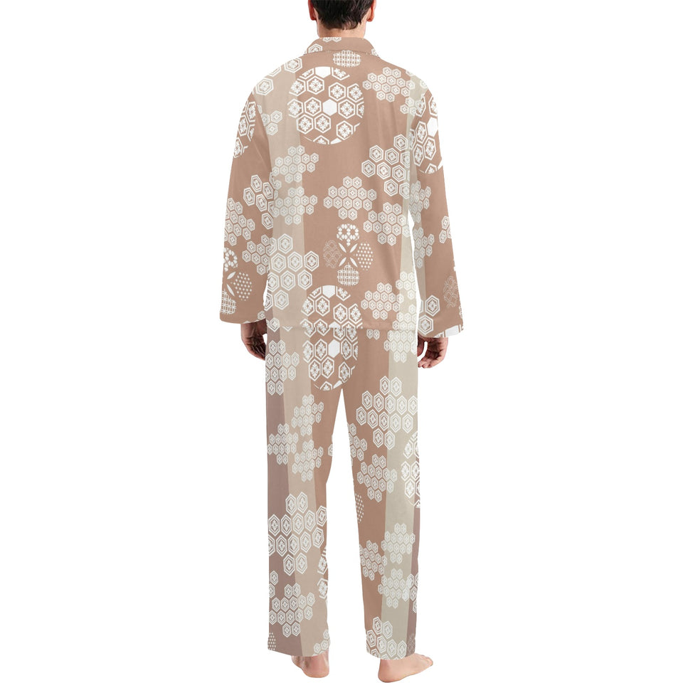 Beautiful hexagon japanese pattern Men's Long Pajama Set