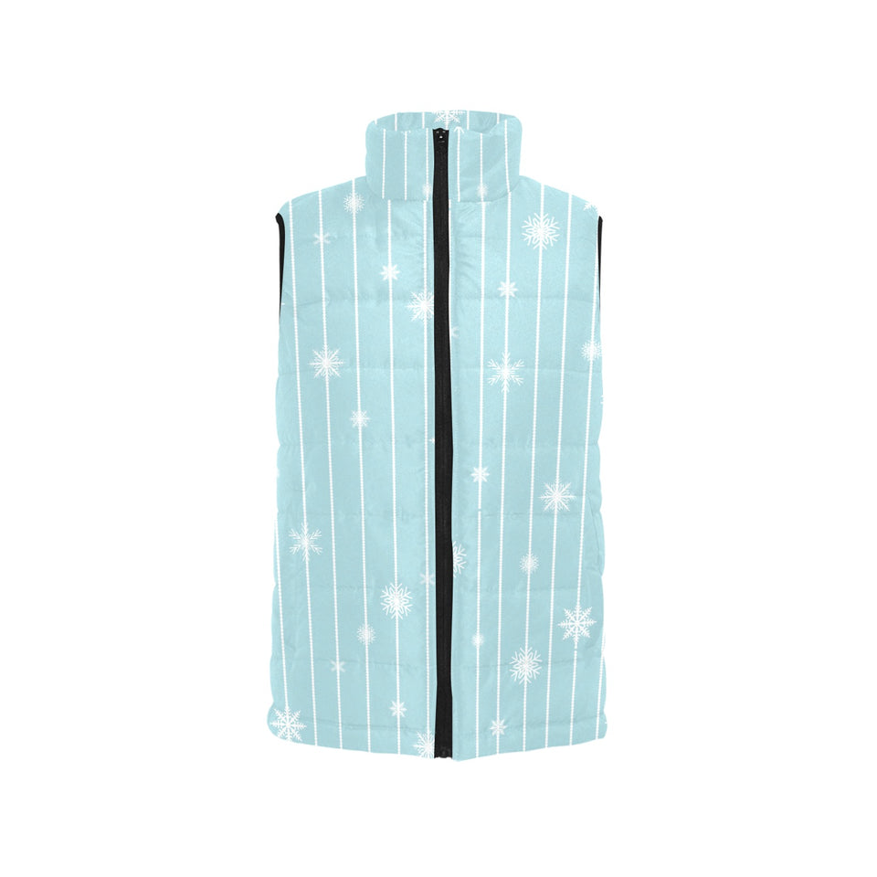 Snowflake pattern blue stripe background Women's Padded Vest