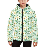 Hummingbird Pattern Print Design 01 Kids' Boys' Girls' Padded Hooded Jacket