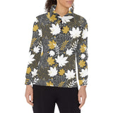 Beautiful gold autumn maple leaf pattern Women's Long Sleeve Polo Shirt