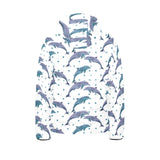 Dolphins pattern dotted background Kids' Boys' Girls' Padded Hooded Jacket