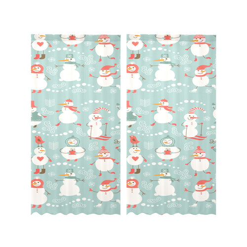 Cute snowman pattern Gauze Curtain