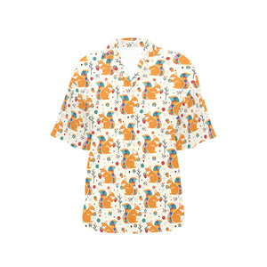 Squirrel Pattern Print Design 04 Women's All Over Print Hawaiian Shirt