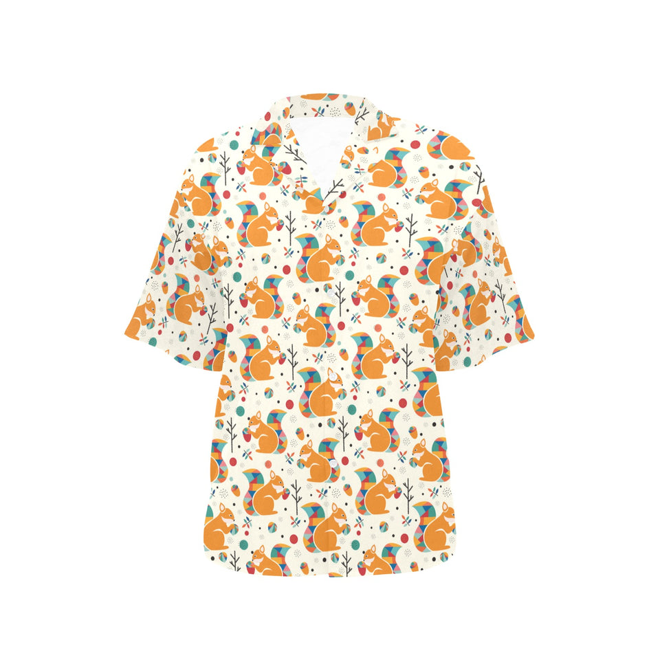 Squirrel Pattern Print Design 04 Women's All Over Print Hawaiian Shirt