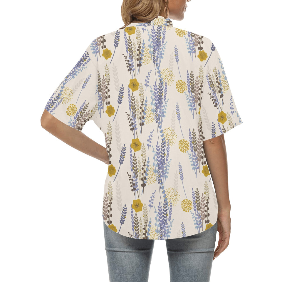 Lavender modern pattern blackground Women's All Over Print Hawaiian Shirt