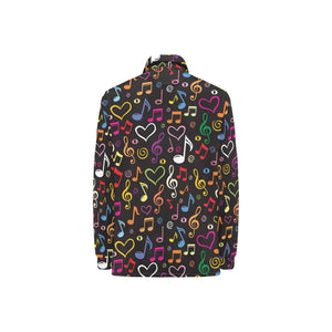 Music Notes Pattern Print Design 02 Women's Long Sleeve Polo Shirt