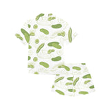 Cucumber sketch pattern Kids' Boys' Girls' V-Neck Short Pajama Set