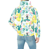 Cute parrot toucan flamingo cactus exotic leaves p Men's Padded Hooded Jacket