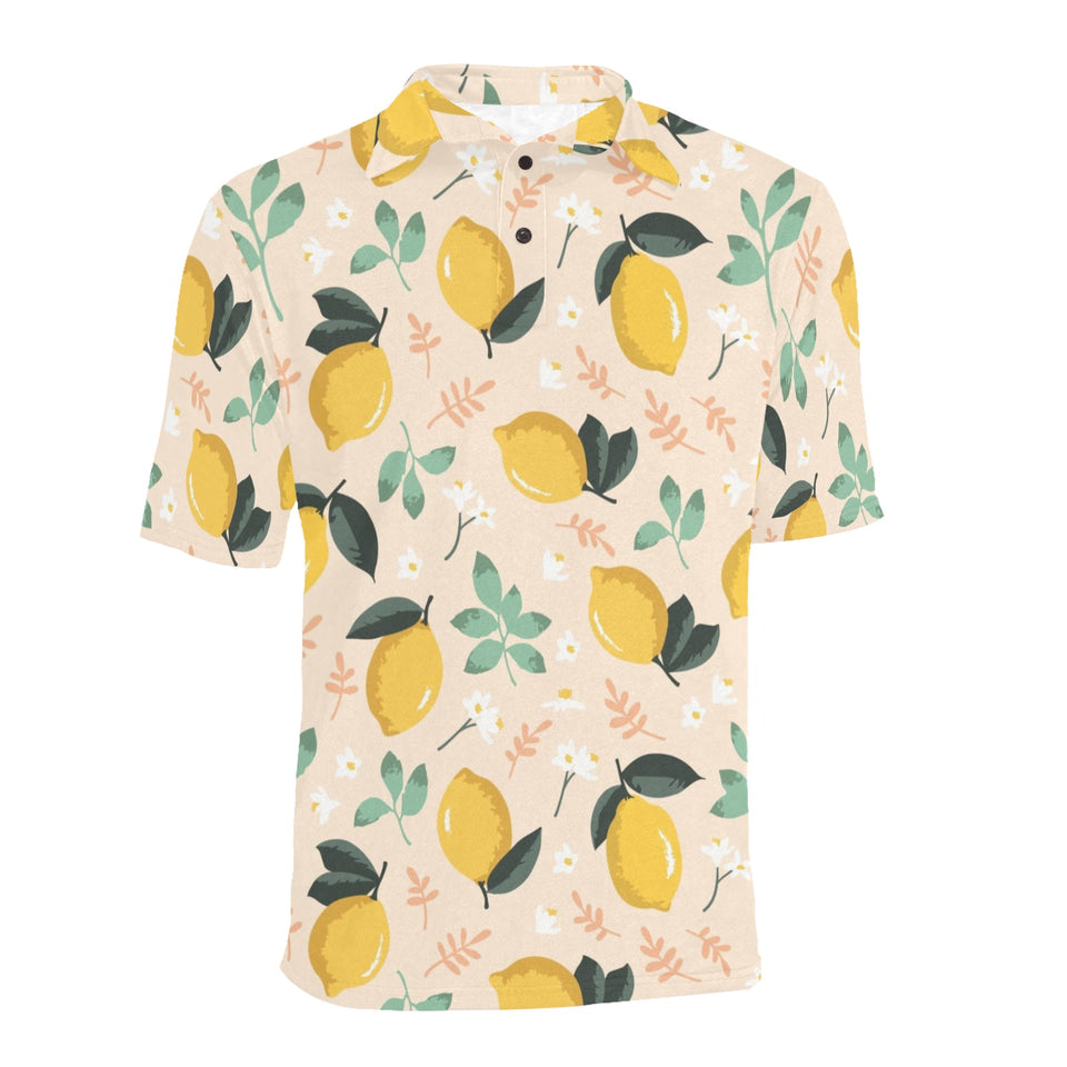 lemon flower leave pattern Men's All Over Print Polo Shirt