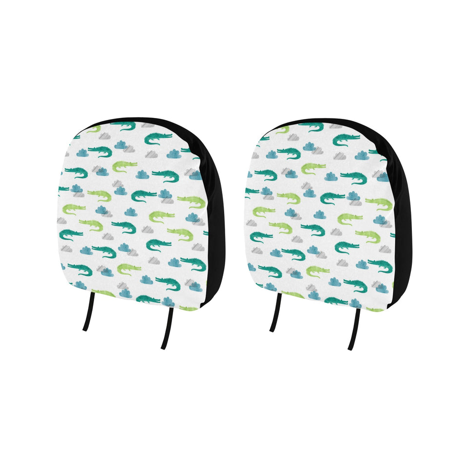 watercolor crocodile pattern Car Headrest Cover