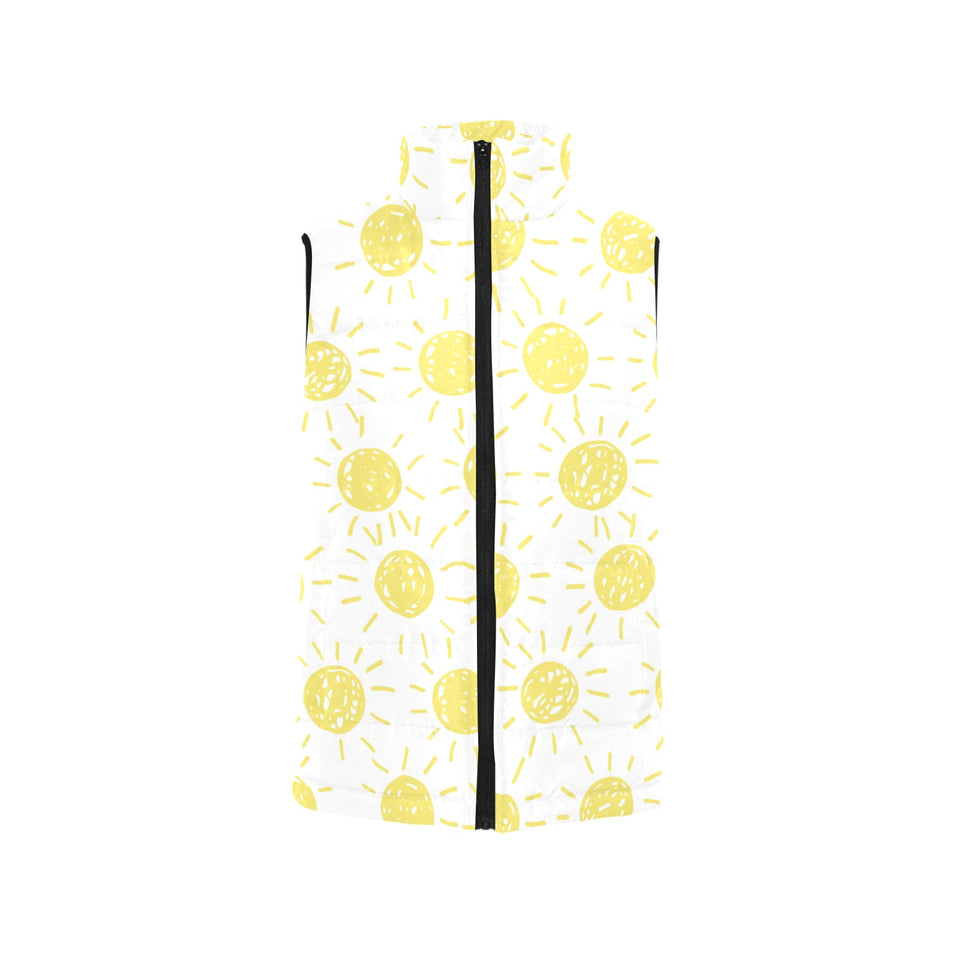 hand drawn sun pattern Women's Padded Vest