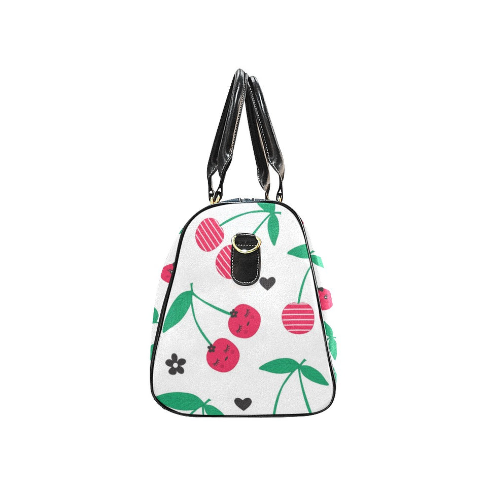cherry pattern white background Travel Bag