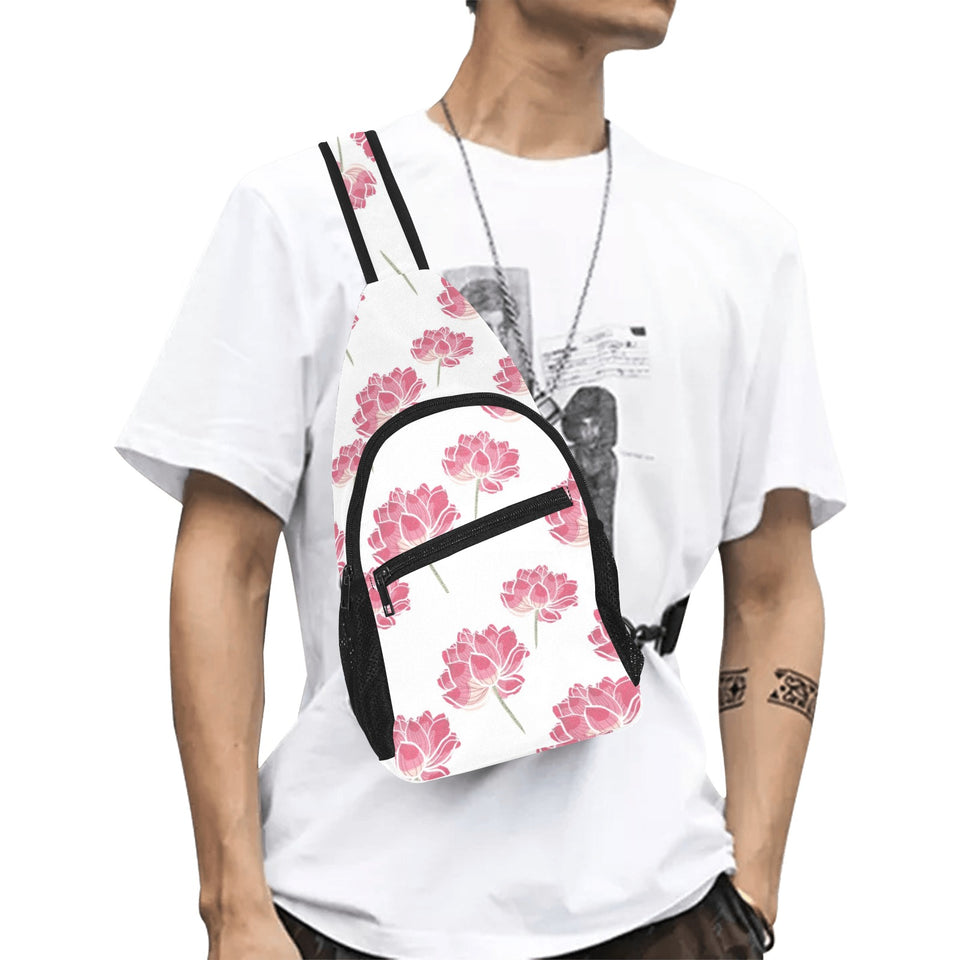 Pink lotus waterlily pattern All Over Print Chest Bag