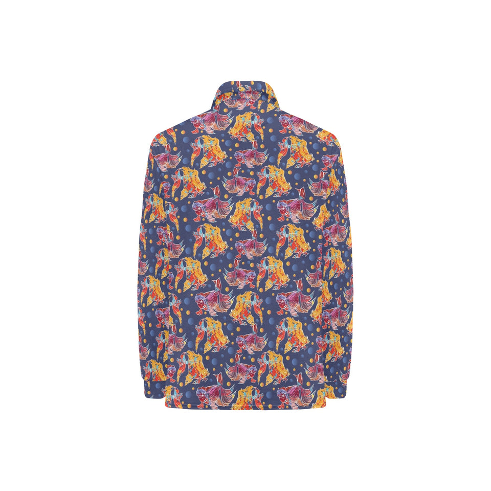 Goldfish Pattern Print Design 05 Women's Long Sleeve Polo Shirt