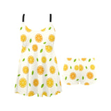 oranges leaves pattern Chest Sexy Pleated Two Piece Swim Dress